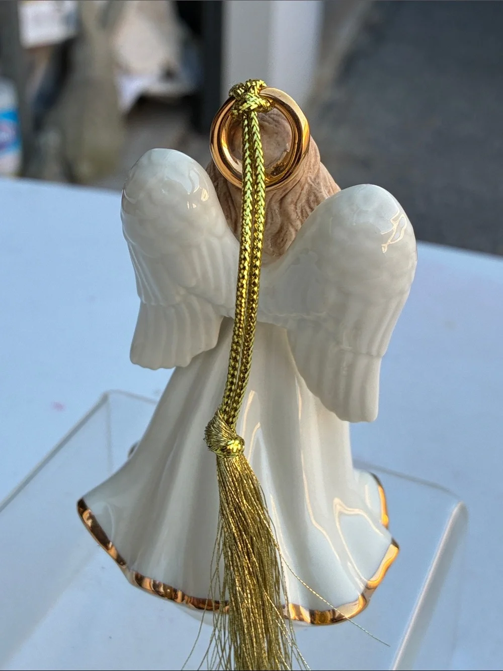 Lenox Ceramic Angel Ornament in White with Gold Trim